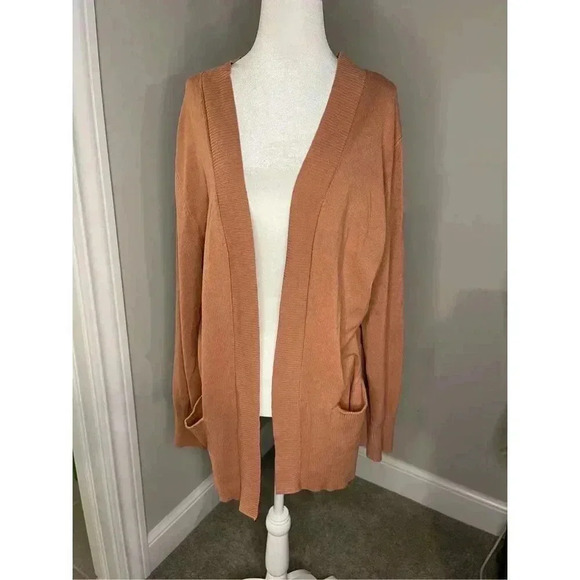 Grace Women's‎ 2XL Orange Open Front Cardigan Sweater Long Sleeve - Picture 1 of 5